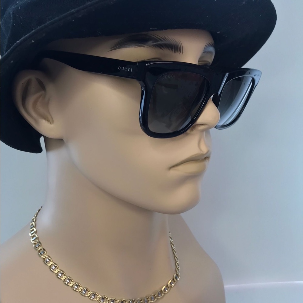 New Authentic Gucci Grey Rectangular Sunglasses GG0158SN 001 - Picture 8 of 12